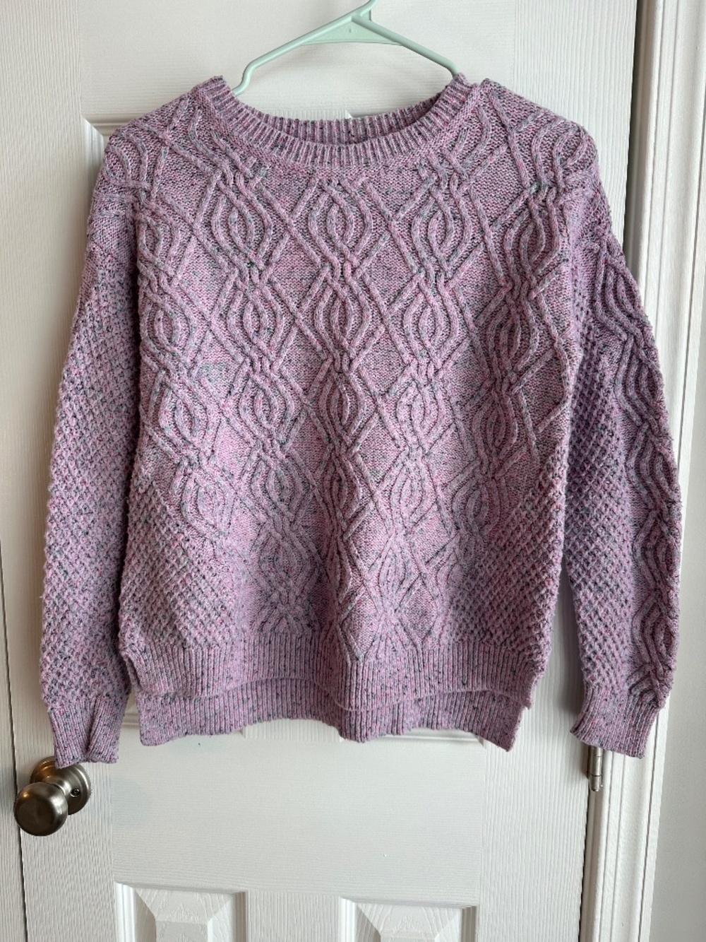 Textured Knit Sweater Purple Long Sleeve Pullover